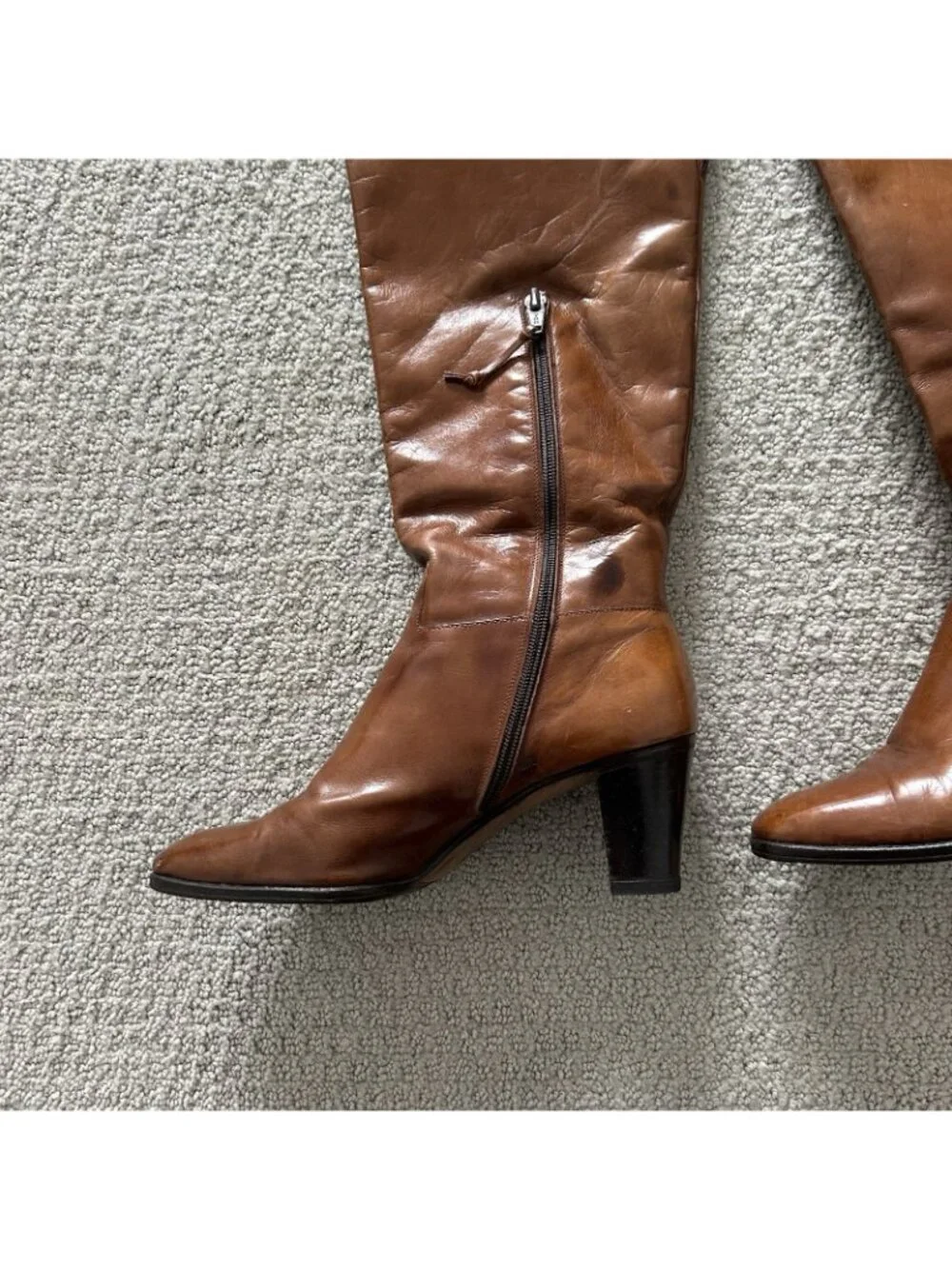Vintage Salvatore Ferragamo Women’s Boots Cognac Brown Knee High Riding Size 5.5